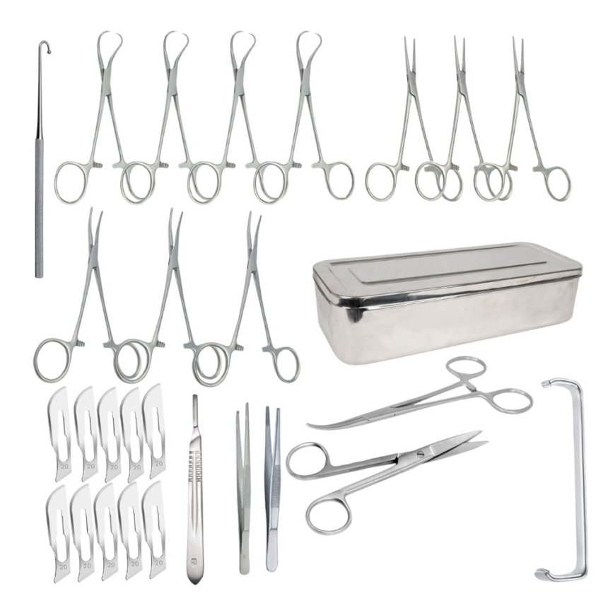 Spay Surgery Instruments Veterinary Castration & Spay Surgery Set – 28-Piece Complete Thoracic ...