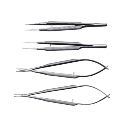 Scissors, Needle Holders & Micro Tweezers Set – Stainless Steel & Titanium Ophthalmic Microsurgical Instruments