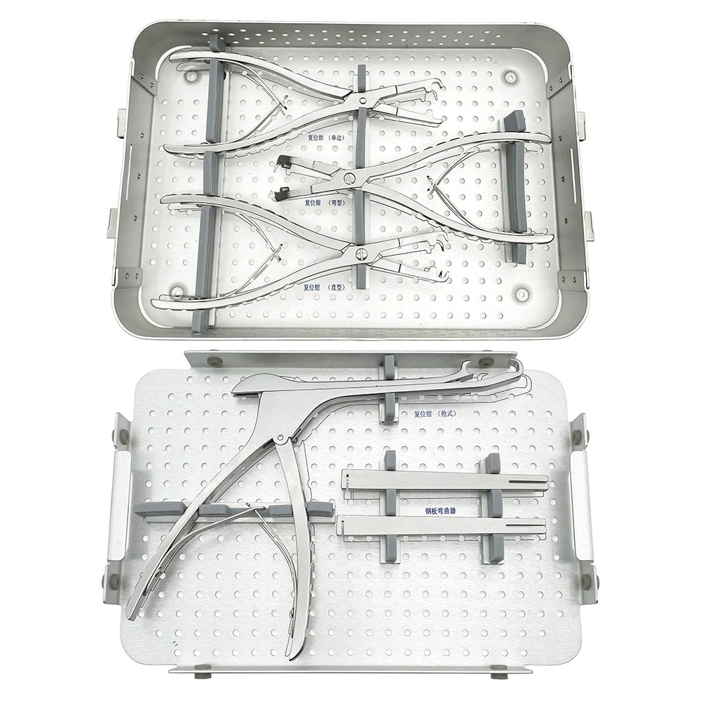 Rib Plate Complete Set With Aluminum case Stainless Steel Bender Forceps Orthopedic Surgical Instrument pet