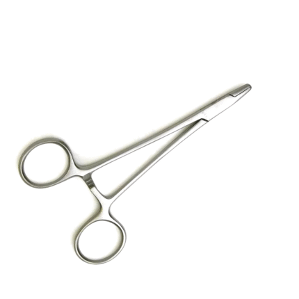 Derf Needle Holder – 12cm Straight, Short Serrated Jaws, Interlocking Handles
