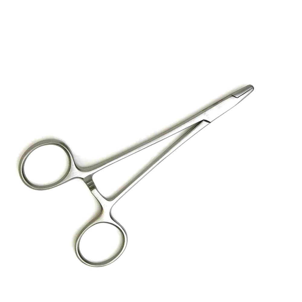 processed_resized_Derf Needle Holder 12cm Straight Short Serrated Jaws Interlocking Handles