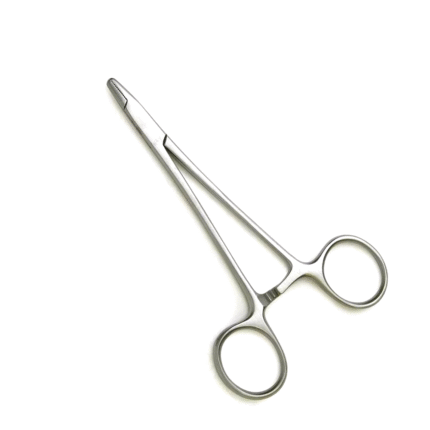 Derf Needle Holder Straight Short Serrated Jaws Interlocking Handles – Stainless Steel