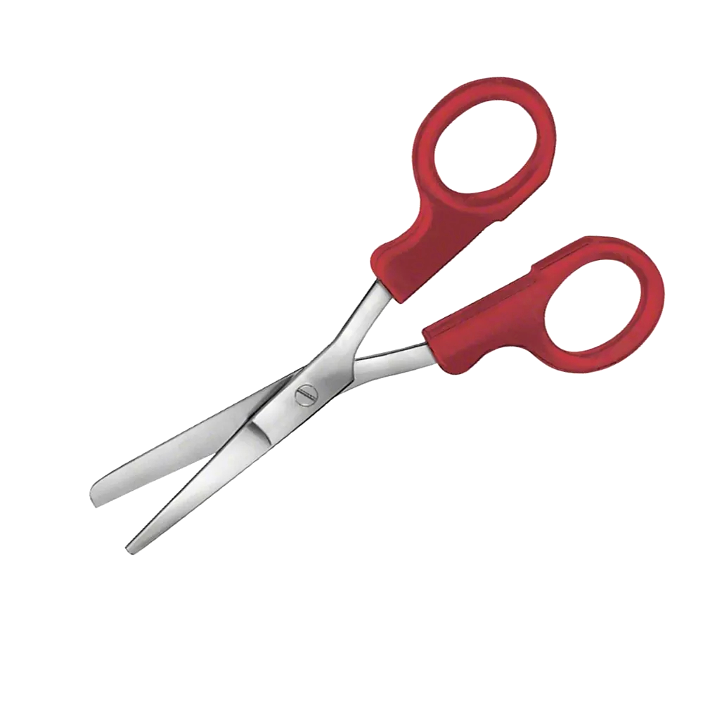 processed_resized_Nurses Bandage And Cloth Scissors Straight 145 mm Blunt Plastic Handles Red Non Sterile Reusable