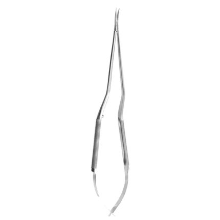 Neurosurgery Surgical Micro Scissors – Round Handle, 8.5cm Shaft, Curved Blades