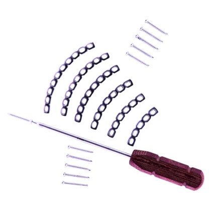 3.5mm Veterinary Recon Curved Plates – 5–10 Holes & Cortex Hex Screws, 37 Pcs Set (Stainless Steel)