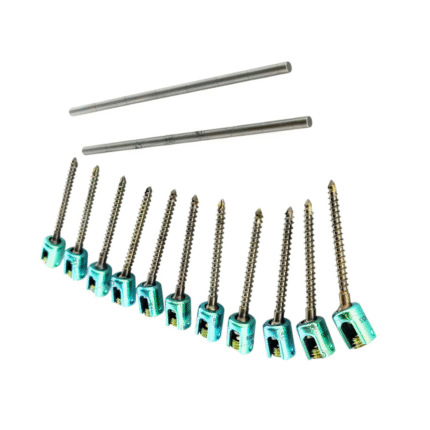 Pedicle Spinal Polyaxial Screw & Rod – Diameter 5.5mm, Length 35mm to 55mm, 14 Pieces