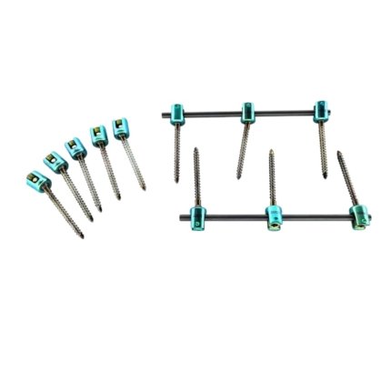 Polyaxial Pedicle Screw & Rod Spine Set – Diameter 4.5mm, Rod Length 35–55mm, 14 Pcs Titanium