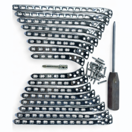 Proximal Lateral Tibial LCP Plate (4 to 12 Hole) L&R with 5mm Screws – Stainless Steel 316L