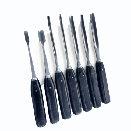 LEXER Gouge Set – Curved & Straight with Teflon Handle – 7-Piece Orthopedic Surgical Set