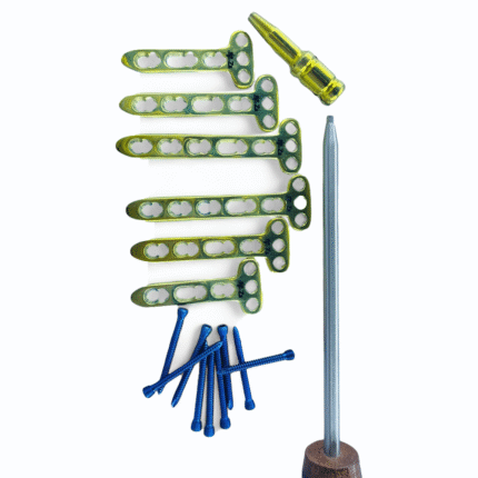 Dorsal Distal Radius Variable Angle T-Plate – 3 to 5 Holes with Screws – 56 pcs Titanium