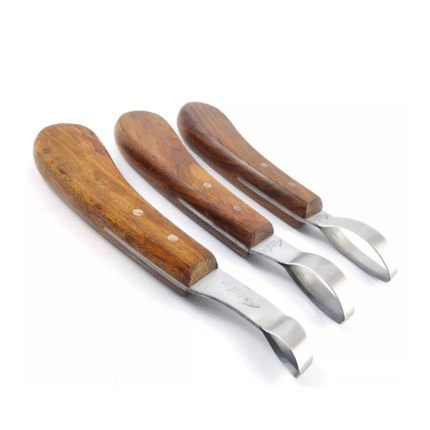 Basic Loop Hoof Knife – 3 PC – Wooden Handle – Horse Claws Knives – Equine Veterinary Instrument