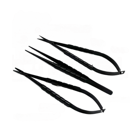 Castroviejo Needle Holder + Scissor + Forceps Set (Black, TC, 16cm) – 3 Pcs for Dental & Micro Surgery
