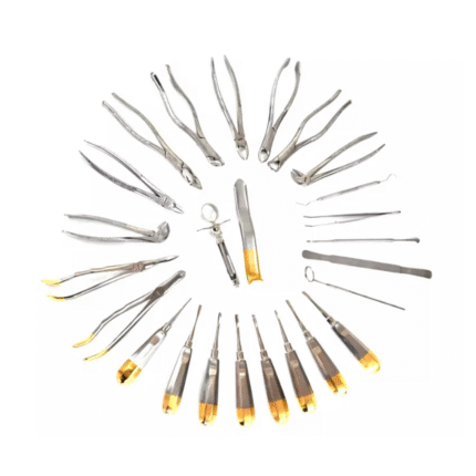 German 25-Piece Oral Dental Surgery Extracting Elevators & Forceps Instrument Kit Set