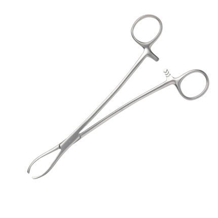 Poirier Tissue Forceps – 2 x 3 Interlocking Teeth, Ratcheted Handles, General Surgery Instrument