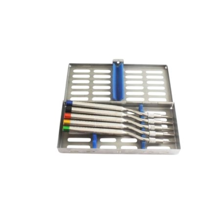 Set of 5 Sinus Lift Osteotome Kit – Offset Concave Tips Dental Implant with Cassette